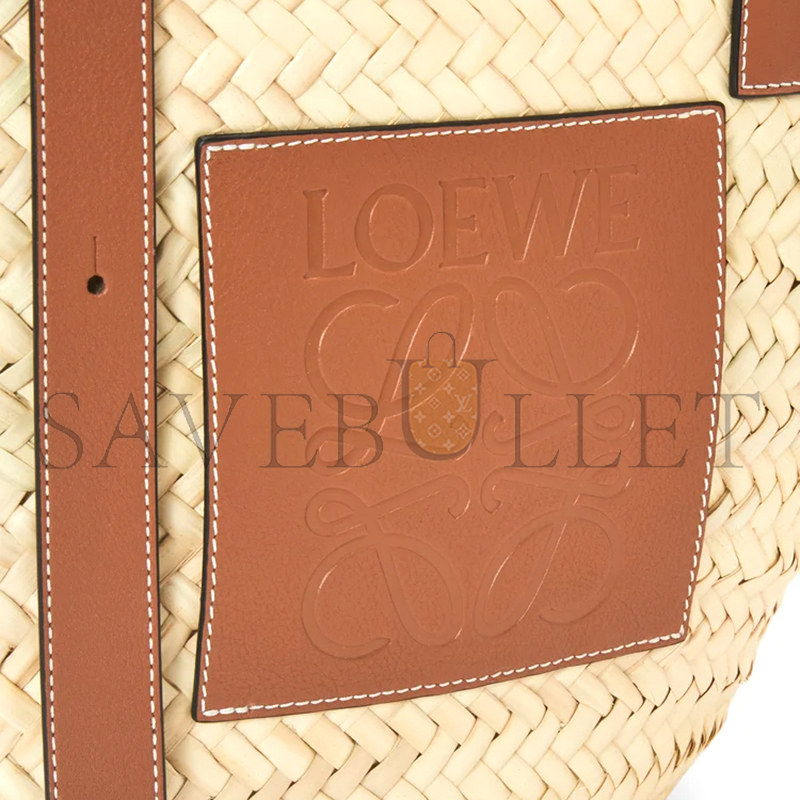 L0ew* basket in palm leaf and calfskin a223s92xax (40*36.5*16cm)
